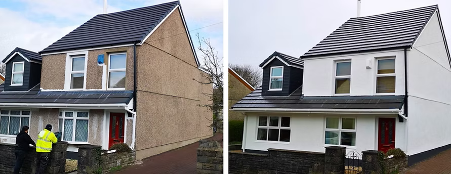 Exterior Wall Coating Before and After