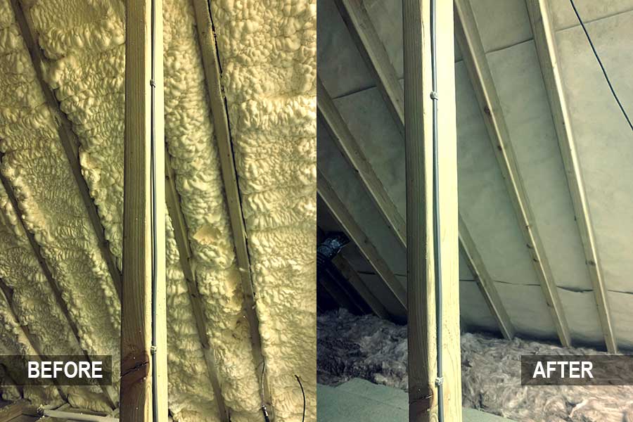 Before & After Spray Foam Insulation Removal
